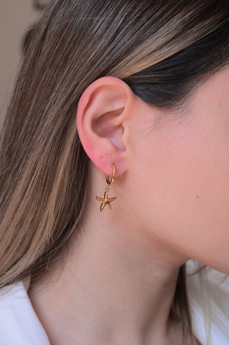 حلق مريم ذهبي نجمه ناعم