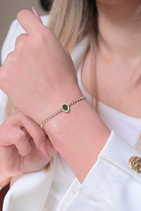 اسواره زركون مع حجر اخضر دائري