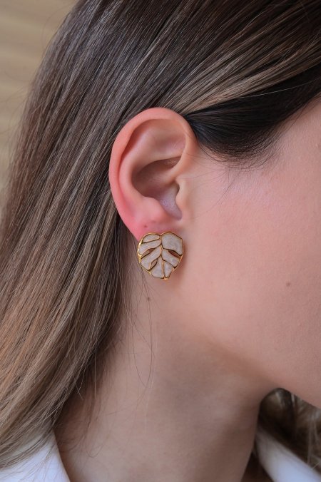 حلق مريم بيج مع ذهبي  ورقه شجر