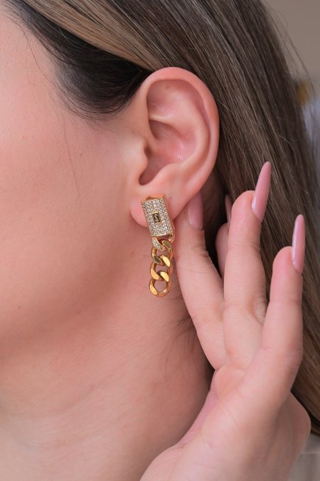 حلق موناكو ذهبي مع زركون