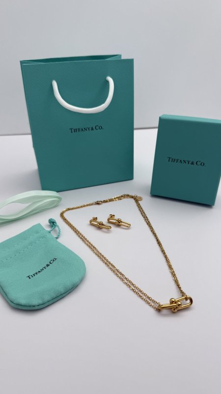طقم ماركه حلق مع سنسال (TIFFANY & CO تيفاني ) شامل الملحقات الاصليه