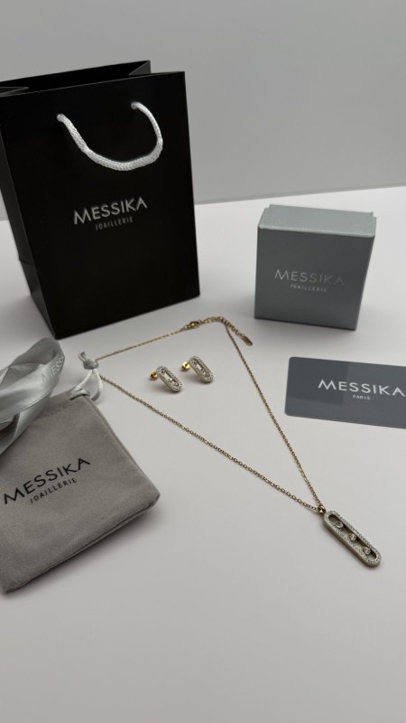 طقم ماركه حلق مع سنسال MESSIKA شامل الملحقات الاصليه