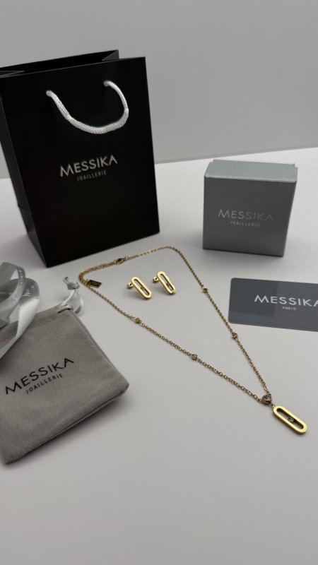 طقم ماركه حلق مع سنسال MESSIKA شامل الملحقات الاصليه