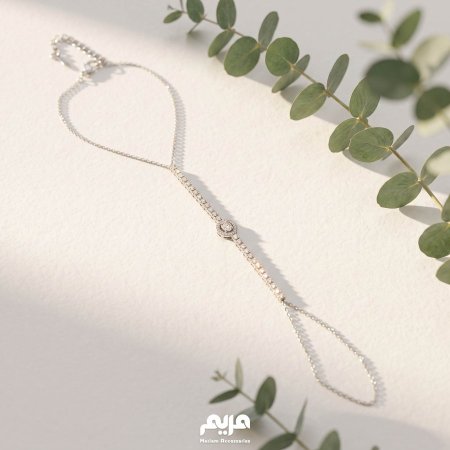 اسواره كف فضي مع زركون